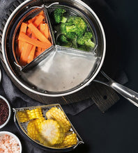 Load image into Gallery viewer, 3-Piece Stainless Steel Divided Steamer Basket Pot Divider Set - Cook Multiple Foods at Once