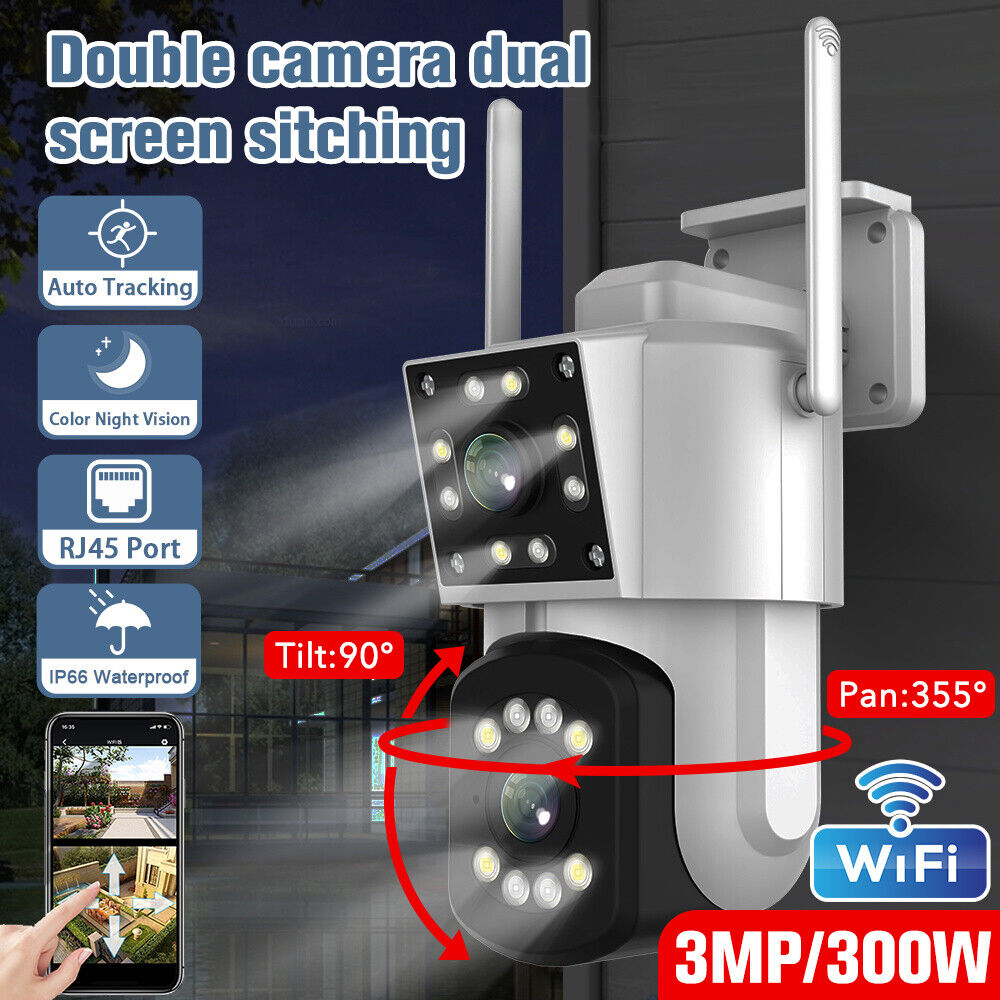 Outdoor HD Dual Lens Wireless Home Security WiFi CCTV IP Camera System ...