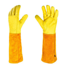 Load image into Gallery viewer, 1/2 Pairs Cowhide Gardening Leather Gloves Rose Pruning Thorn Cactus Cut Proof Long Sleeve