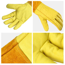 Load image into Gallery viewer, 1/2 Pairs Cowhide Gardening Leather Gloves Rose Pruning Thorn Cactus Cut Proof Long Sleeve