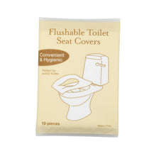 Load image into Gallery viewer, 10-Pack Flushable Toilet Seat Covers – Travel-Friendly, Biodegradable & Hygienic