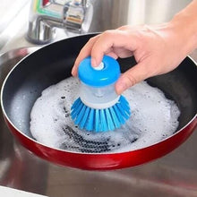 Load image into Gallery viewer, 2x Soap Dispensing Scrubbing Pot & Pan Brush -Finger Press Wash Liquid Dispenser