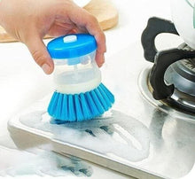 Load image into Gallery viewer, 2x Soap Dispensing Scrubbing Pot & Pan Brush -Finger Press Wash Liquid Dispenser