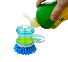 Load image into Gallery viewer, 2x Soap Dispensing Scrubbing Pot & Pan Brush -Finger Press Wash Liquid Dispenser