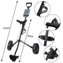 Load image into Gallery viewer, Foldable Golf Buggy Trolley Cart Push Pull 2 Wheels Aluminum Cart
