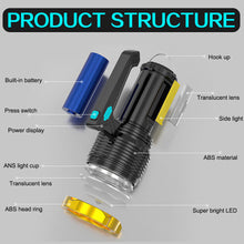 Load image into Gallery viewer, LED Flashlight Spotlight 1200mAh USB Rechargeable Hand Torch Super Bright Work Light Lamp Searchlight