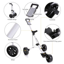 Load image into Gallery viewer, Foldable Golf Buggy Trolley Cart 3 Wheels Aluminum Push Pull Golf Cart with Footbrake