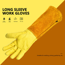 Load image into Gallery viewer, 1/2 Pairs Cowhide Gardening Leather Gloves Rose Pruning Thorn Cactus Cut Proof Long Sleeve