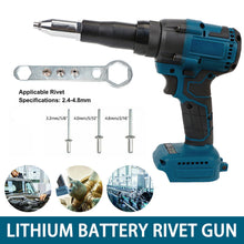 Load image into Gallery viewer, Cordless Electric Rivet Gun Brushless Automatic Blind Tool Skin with 4 Rivets for Makita 18V Li-ion Battery