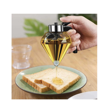 Load image into Gallery viewer, 200ml Oil Honey Syrup Dispenser Pot Jar Cup Trigger Storage Bottle Diamond Glass