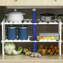 Load image into Gallery viewer, 2 Tier Under Sink Storage Shelf Kitchen Organizer Drawer Expandable Cabinet Rack