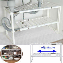 Load image into Gallery viewer, 2 Tier Under Sink Storage Shelf Kitchen Organizer Drawer Expandable Cabinet Rack