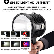 Load image into Gallery viewer, Rechargeable LED Searchlight Handheld 200000 Lm Spotlight Flashlight Side Light Torch