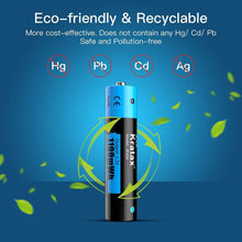 Load image into Gallery viewer, Kratax 1.5V AAA Rechargeable Lithium Batteries Triple A Batteries 1100mWh 1600x