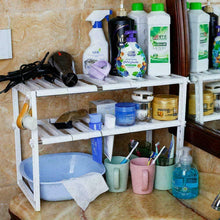 Load image into Gallery viewer, 2 Tier Under Sink Storage Shelf Kitchen Organizer Drawer Expandable Cabinet Rack