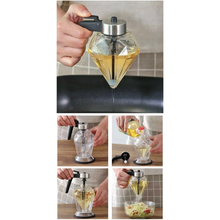 Load image into Gallery viewer, 200ml Oil Honey Syrup Dispenser Pot Jar Cup Trigger Storage Bottle Diamond Glass