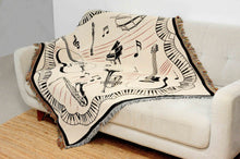 Load image into Gallery viewer, Cozy Music Lover Themed Cotton Throw Blanket - Fringed 150x120cm