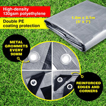 Load image into Gallery viewer, Tarpaulin Heavy Duty Waterproof Truck Camping Trailers Poly Tarps Cover Sheet UV 150cm x 210cm