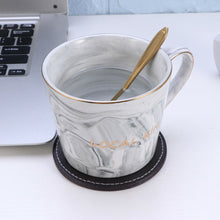 Load image into Gallery viewer, PU Leather Coaster Set with Holder Set Round Heat Insulation Cup Mat Drink Coast