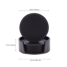 Load image into Gallery viewer, PU Leather Coaster Set with Holder Set Round Heat Insulation Cup Mat Drink Coast