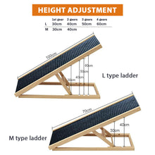Load image into Gallery viewer, Foldable Dog Pet Ramp Adjustable Height Dogs Stairs for Bed Sofa Car 70cm/100cm