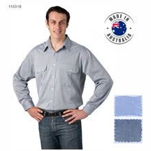 Load image into Gallery viewer, Made in Australia Mens Countryman Long Short Sleeve Shirt Pin Stripe Men Clothing 110318