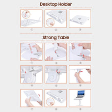Load image into Gallery viewer, 2 in 1 Multi-functional Ergonomic Adjustable Table Desktop Holder Laptop Tablet Phone Stand Lap Desk