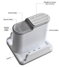 Load image into Gallery viewer, Multifunctional Kitchen Knife Utensil Holder Cutting Board Storage Rack with Drainer