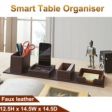 Load image into Gallery viewer, Faux Leather Smart Table Organiser Home Office Decor