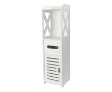 Load image into Gallery viewer, Bathroom Storage Rack Corner Floor Cabinet Organizer with Doors and Shelves
