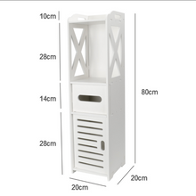 Load image into Gallery viewer, Bathroom Storage Rack Corner Floor Cabinet Organizer with Doors and Shelves