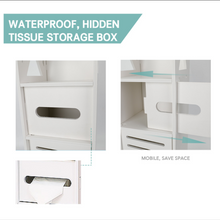 Load image into Gallery viewer, Bathroom Storage Rack Corner Floor Cabinet Organizer with Doors and Shelves