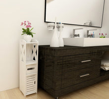 Load image into Gallery viewer, Bathroom Storage Rack Corner Floor Cabinet Organizer with Doors and Shelves