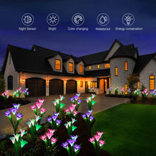 Load image into Gallery viewer, LED Solar Light Outdoor 4 Head Lily Garden Flower Waterproof Decorative Lamp