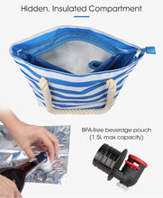 Load image into Gallery viewer, Large Capacity Striped Messenger Insulated Red Wine Bag Tote for Beach Party Outdoor