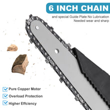 Load image into Gallery viewer, 6" Cordless Electric Rechargeable Chainsaw 2X Battery Wood Cutter Chain Saw Kit