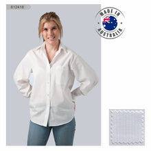 Load image into Gallery viewer, Made in Australia Women Long Short Sleeve Ladies Shirt Self Stripe White Classic 612416