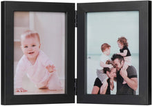 Load image into Gallery viewer, 5x7 Inch Double Picture Dual Folding Photo Frame for Wall Hanging & Tabletop Display