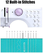Load image into Gallery viewer, Deluxe 12 Stitches Double Thread Portable Electric Sewing Machine w/ 42pcs Sewing Accessories