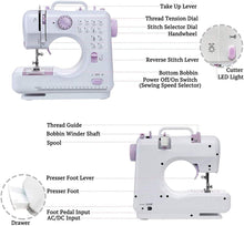 Load image into Gallery viewer, Deluxe 12 Stitches Double Thread Portable Electric Sewing Machine w/ 42pcs Sewing Accessories