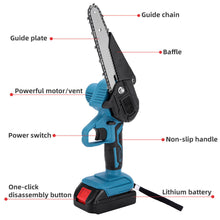 Load image into Gallery viewer, 6" Cordless Electric Rechargeable Chainsaw 2X Battery Wood Cutter Chain Saw Kit