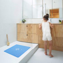 Load image into Gallery viewer, Anti-Slip Non Slip Square Shower Floor Mat with Drain Holes Blue Large 54x54cm