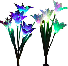 Load image into Gallery viewer, LED Solar Light Outdoor 4 Head Lily Garden Flower Waterproof Decorative Lamp