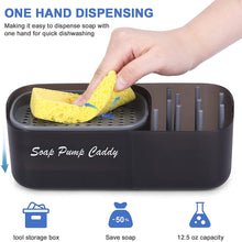 Load image into Gallery viewer, 3-in-1 Sponge Soap Dispenser Pump Dishwashing Liquid Tool Container Holder Caddy