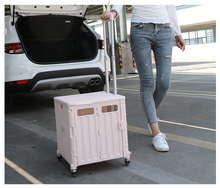 Load image into Gallery viewer, Folding Shopping Cart 65L Large Grocery Foldable Basket Trolley Storage Crate with Cover