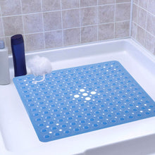 Load image into Gallery viewer, Anti-Slip Non Slip Square Shower Floor Mat with Drain Holes Blue Large 54x54cm