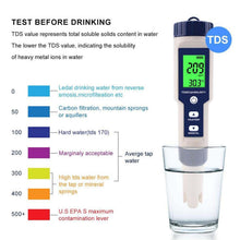Load image into Gallery viewer, Digital PH Meter TDS EC Salinity Temperature Swimming Pool Water Quality Monitor Tester