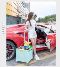 Load image into Gallery viewer, Folding Shopping Cart 65L Large Grocery Foldable Basket Trolley Storage Crate with Cover