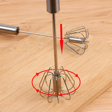 Load image into Gallery viewer, Manual Self Turning Stainless Steel Push Mixing Eggs Whisk Hand Mixer