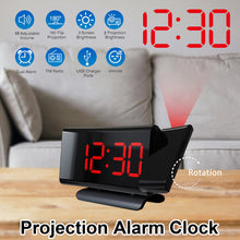 Load image into Gallery viewer, LED Digital Projection Alarm Clock Time Projector LCD Display FM Radio